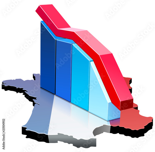 Statistiques de la France en baisse (détouré)