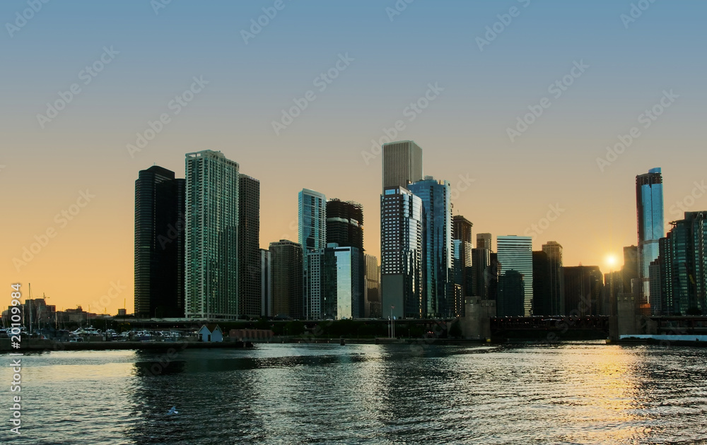 Evening light of Chicago
