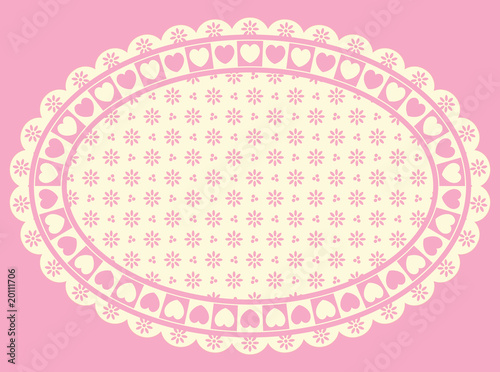 Vector Oval Heart Border with Victorian Eyelet Copy Space