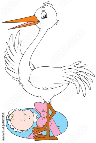 Stork and newborn