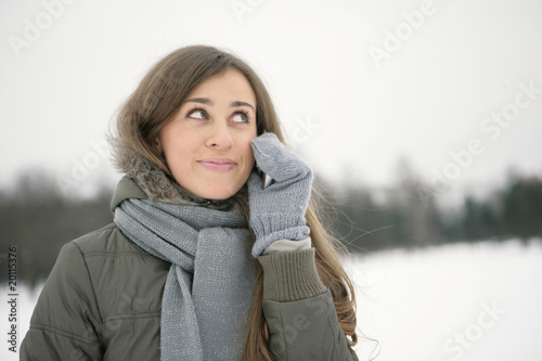 Winter girl on the phone