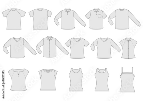 Set of the blank t-shirts