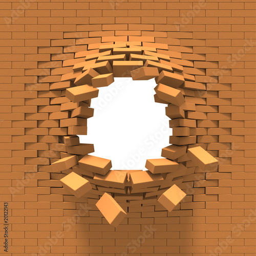 Fototapeta Naklejka Na Ścianę i Meble -  Destruction of a brick wall
