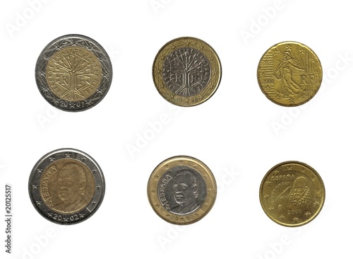 euro coins, france and spain photo