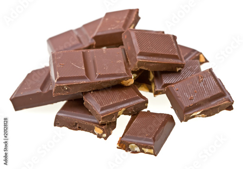 Blocks of chocolate isolated on white
