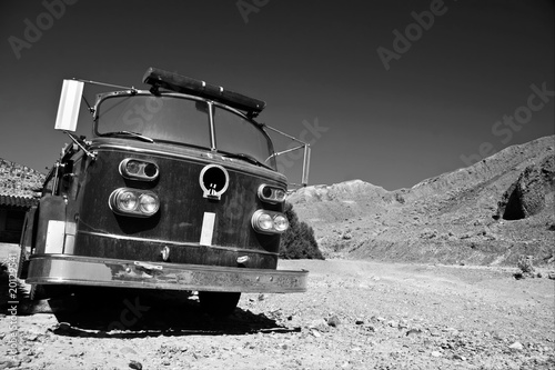 Old fire truck in black&white in Death Valley. California. © Kushch Dmitry