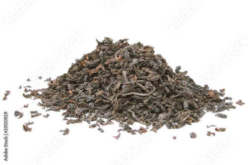 Black tea isolated on the white background.