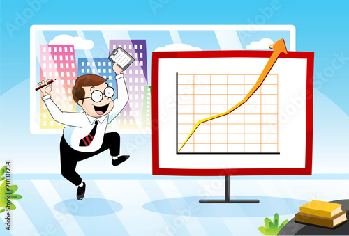 Businessman successful company income goes up