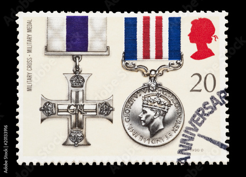 Canvas Print british mail stamp featuring Military gallantry medals
