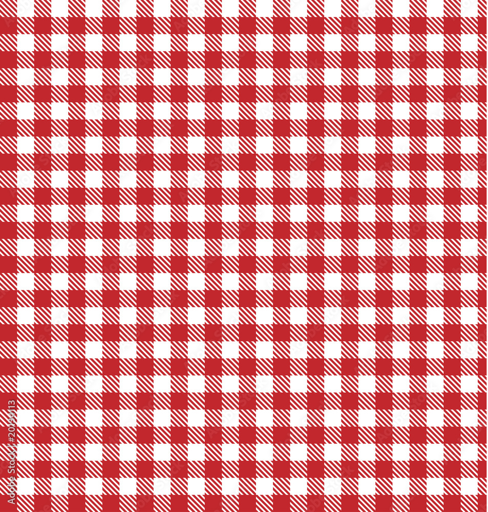 Picnic tablecloth. Picnic blanket. Red gingham fabric. Checkered red white vector. Gingham print pattern. Gingham table cloth for picnic. Plaid texture red white. Dresses shirts bedding blankets cloth