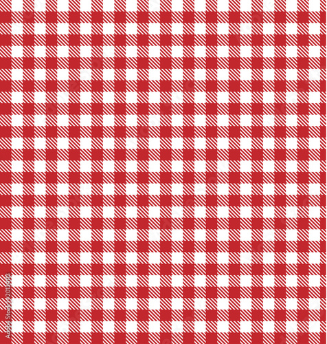 Picnic tablecloth. Picnic blanket. Red gingham fabric. Checkered red white vector. Gingham print pattern. Gingham table cloth for picnic. Plaid texture red white. Dresses shirts bedding blankets cloth