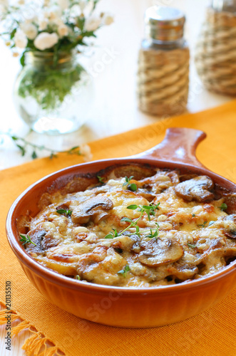 potato and mushroom gratin