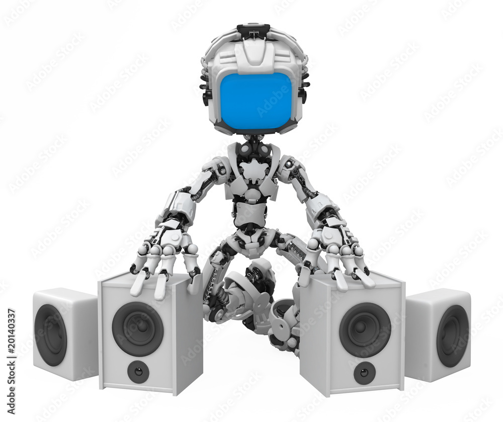 Fototapeta premium Blue Screen Robot, Speakers