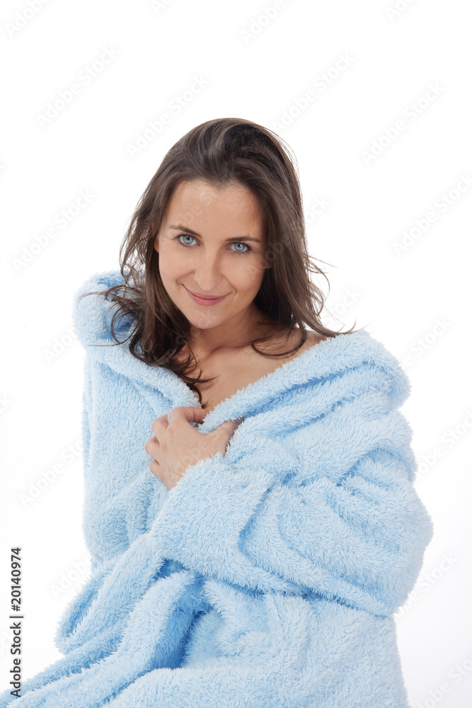 woman in bathrobe woman in bathrobe