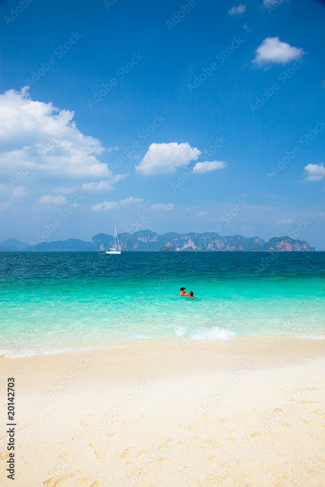 View of beach of tropical island