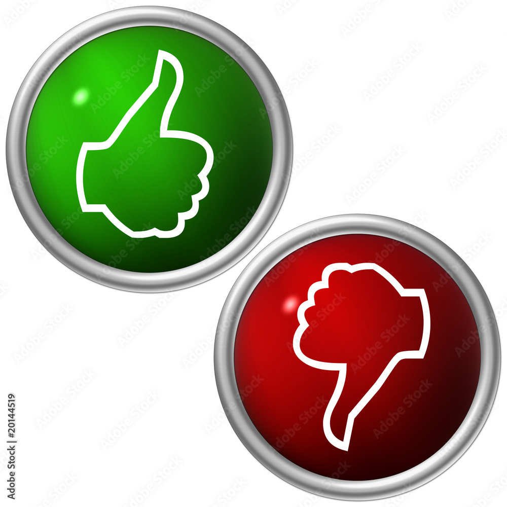 grüner Ja und roter NEIN Button grüner Ja und roter NEIN Button