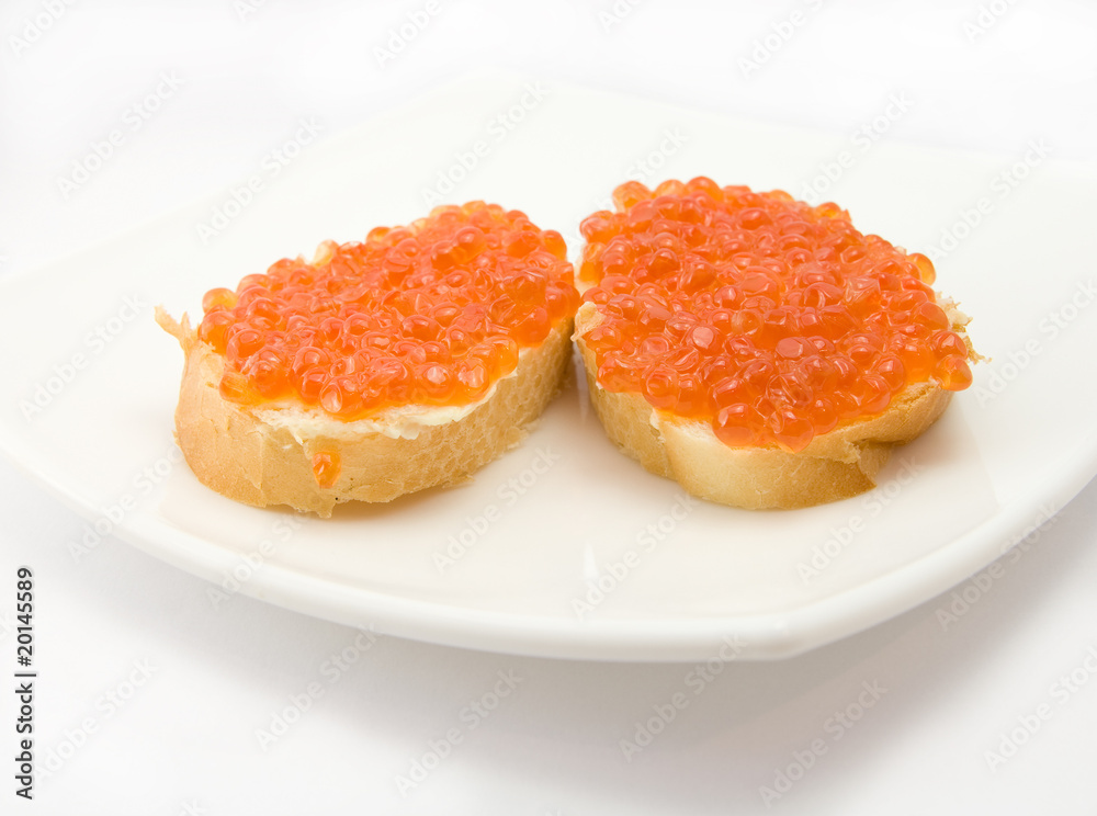 sandwiches with caviar on plate