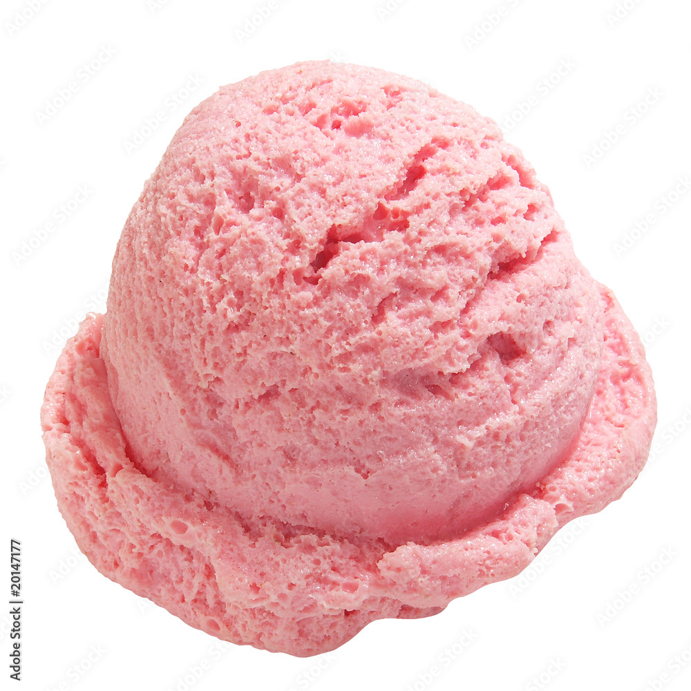 Strawberry ice cream scoop isolated on white background Strawberry ice cream scoop isolated on white background