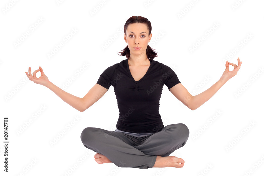 Woman doing Breath Control Yoga Pose Woman doing Breath Control Yoga Pose
