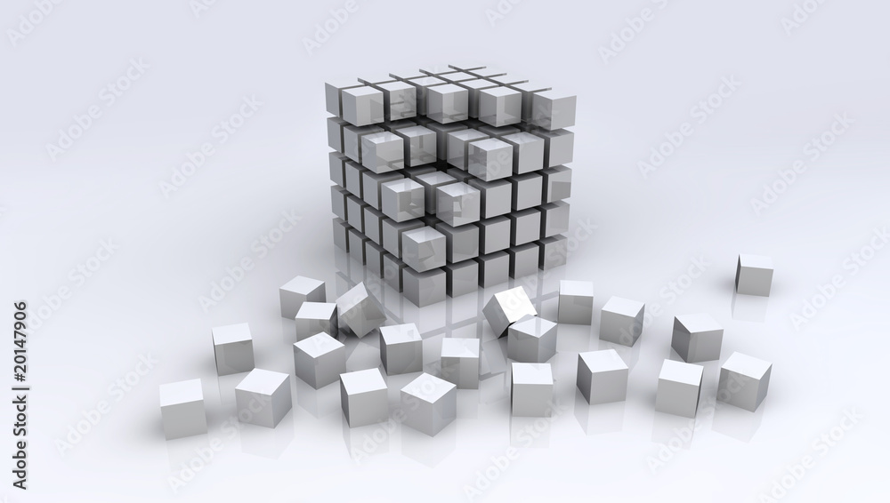 3d synthtetic chrome cubes 3d synthtetic chrome cubes