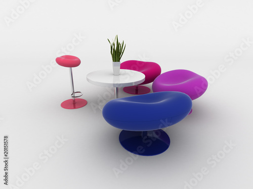 Armchairs and table