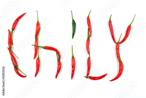 the word chily with fresh organic chili