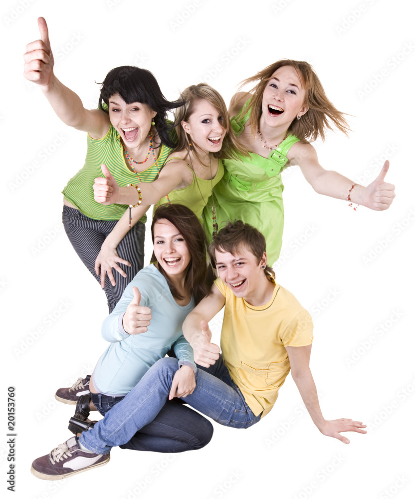 Group of people throwing out thumbs super. Isolated. Group of people throwing out thumbs super. Isolated.