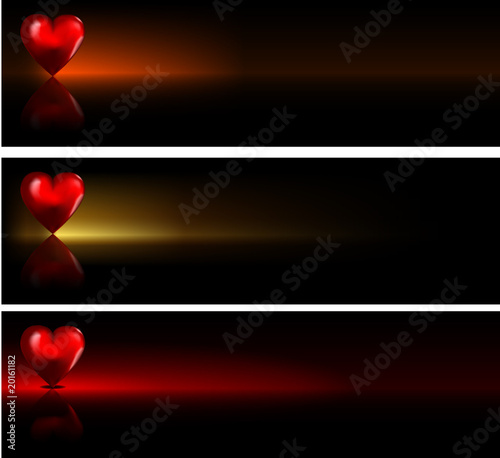 Valentine banners with  Bright Heart