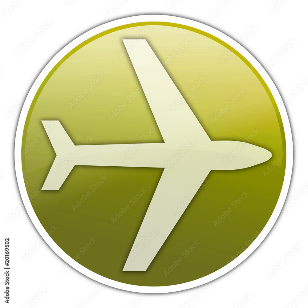 Fototapeta premium Round Sticker with Airplane Symbol