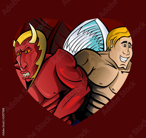 Concept good and evil heart
