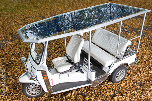 Solar panels on the roof of a tuc tuc photo