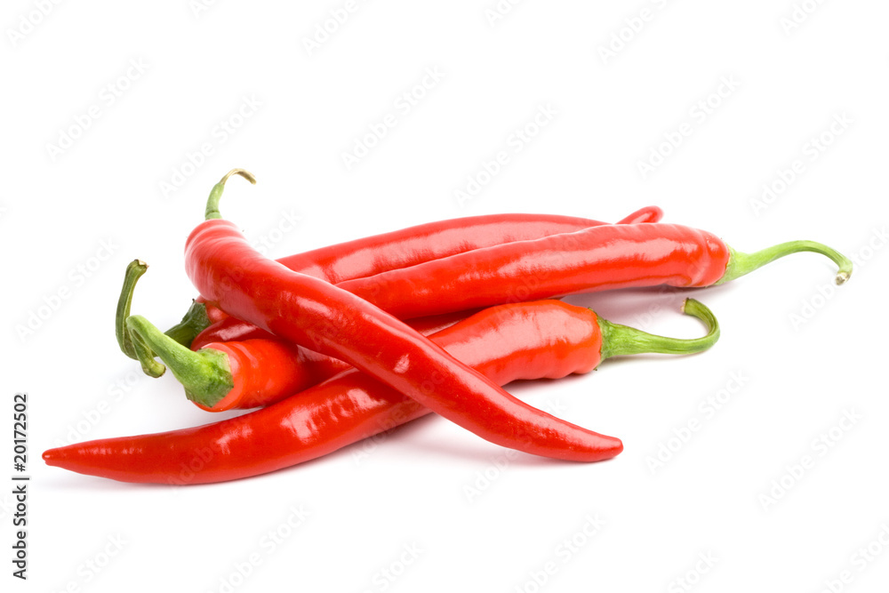 four red chili peppers
