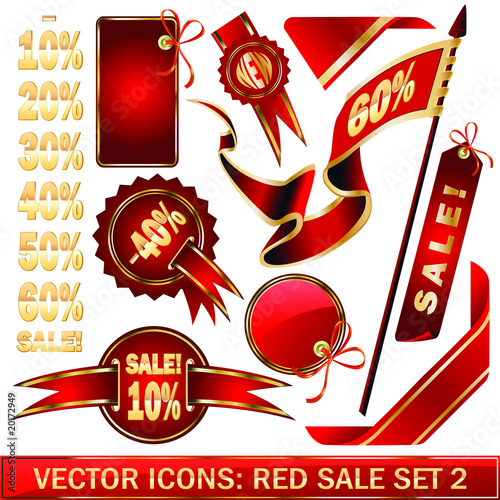 Set of red price tags in vector design