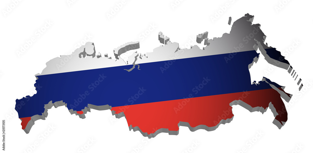 Russland Karte 3D Flagge Stock Vector | Adobe Stock