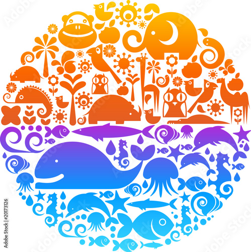 Enviromental design with animal icons as elements