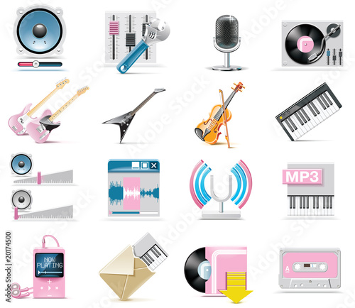 Vector audio and music icon set