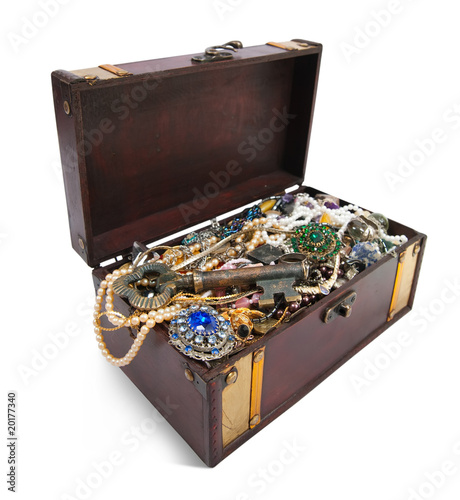 treasure chest with valuables and key