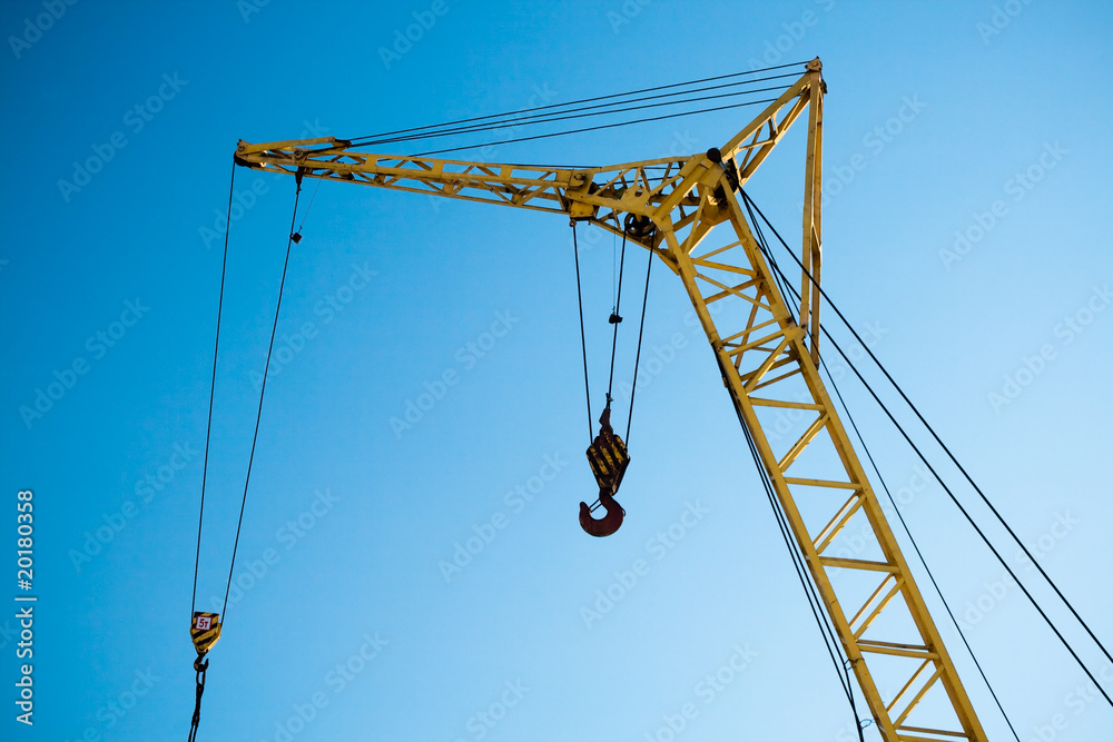 construction crane on blue sky