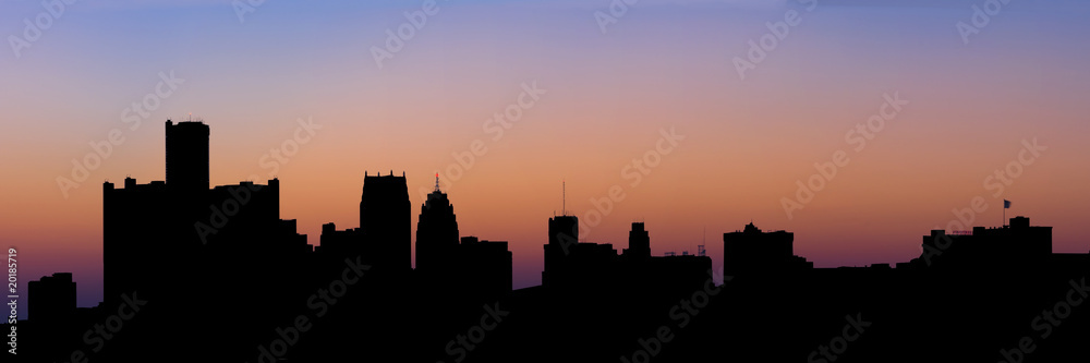 Panoramic Silhouette of the Detroit Skyline