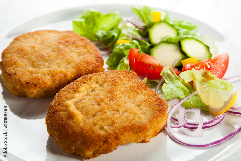 Fried pork chop with vegetables Fried pork chop with vegetables