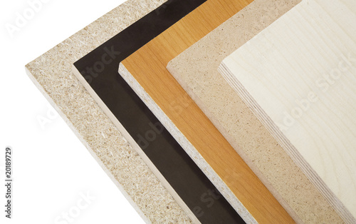 Wood chipboard and plywood.