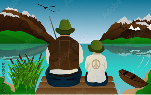 Fishing lessons with father and son