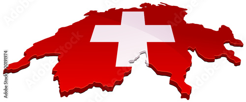 Carte de Suisse 3D croix rouge (détouré)