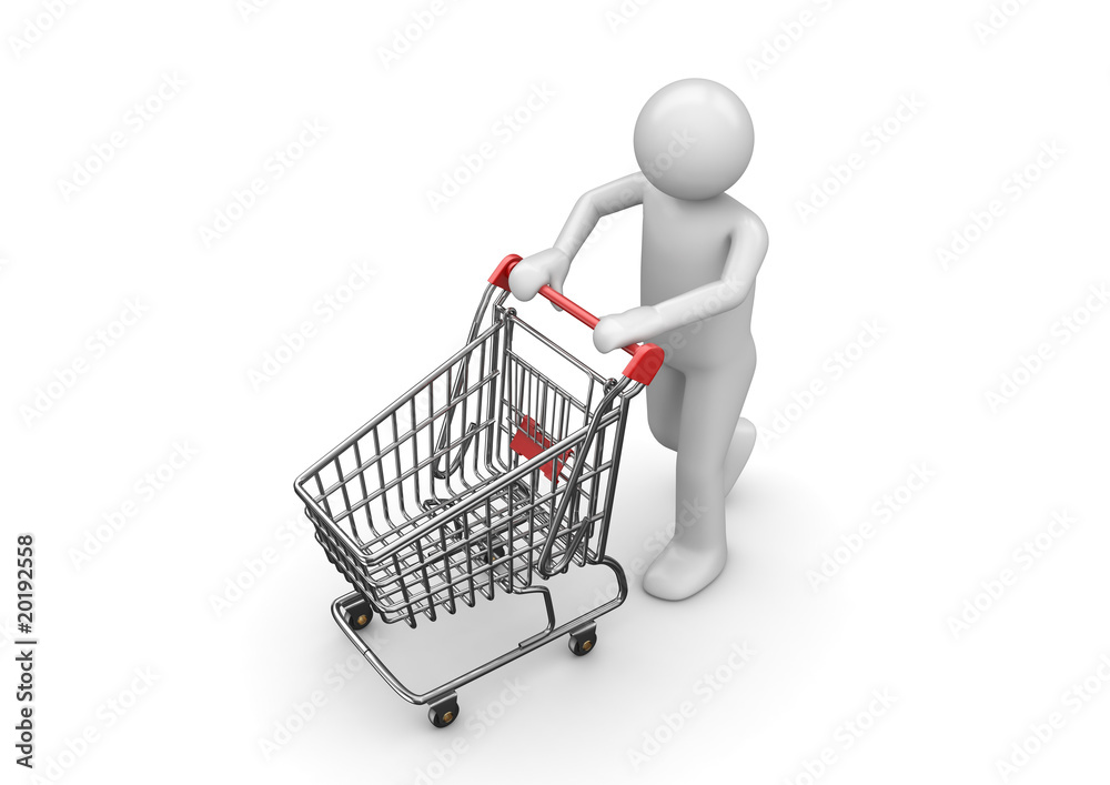 Shopping man with cart Shopping man with cart