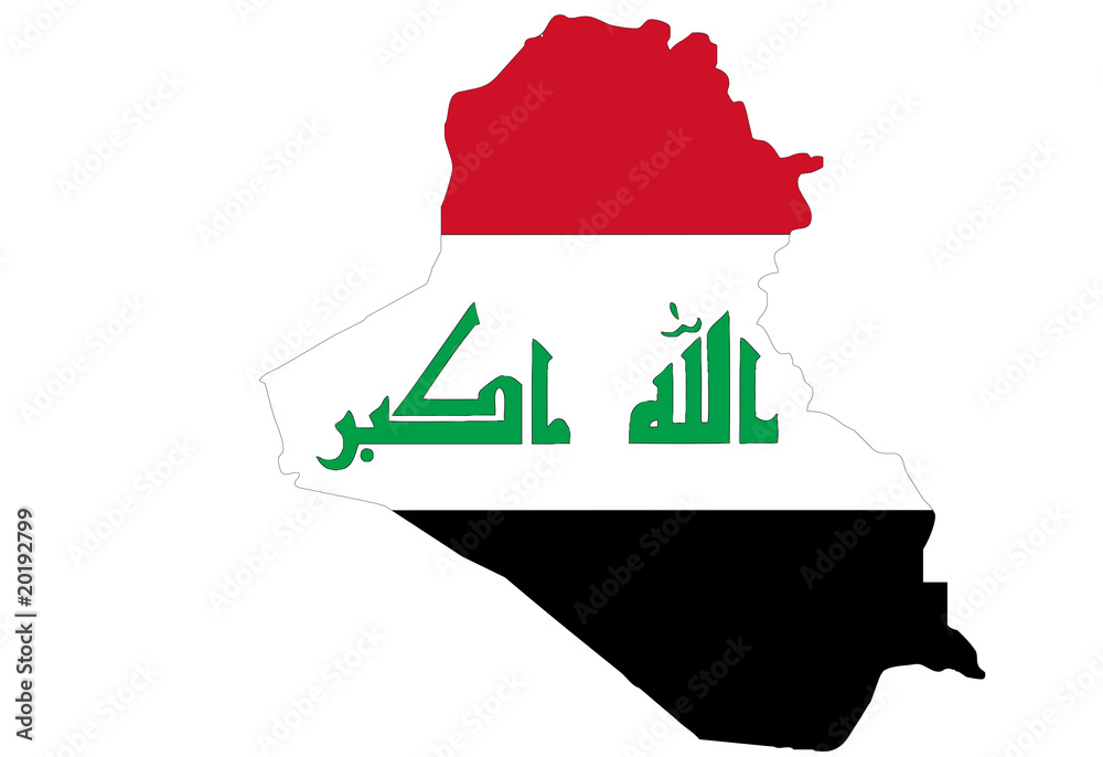 Iraq silhouette with flag