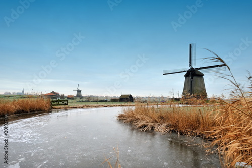 Fototapeta Naklejka Na Ścianę i Meble -  Beautiful winter windmill landscape