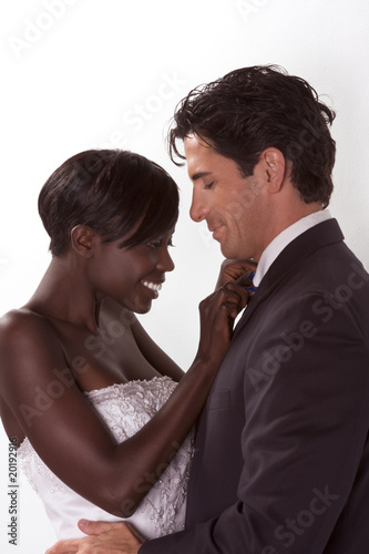 happy new wed interracial couple in wedding mood © mocker_bat