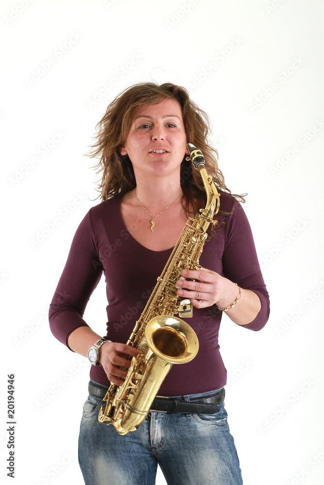 Naklejka premium girl with sax