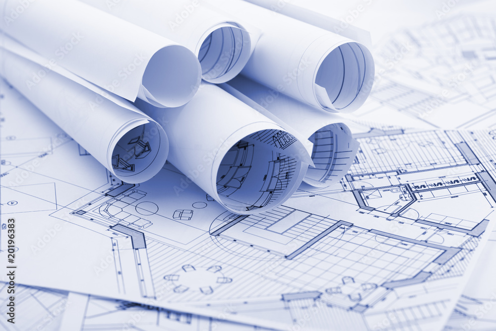 rolls of architecture plans - blueprints