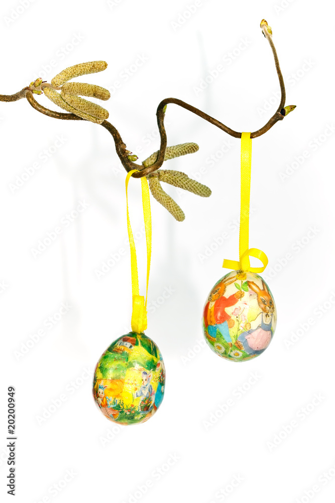 Easter eggs on branch Easter eggs on branch